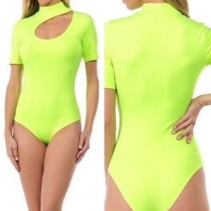Neon green body suit